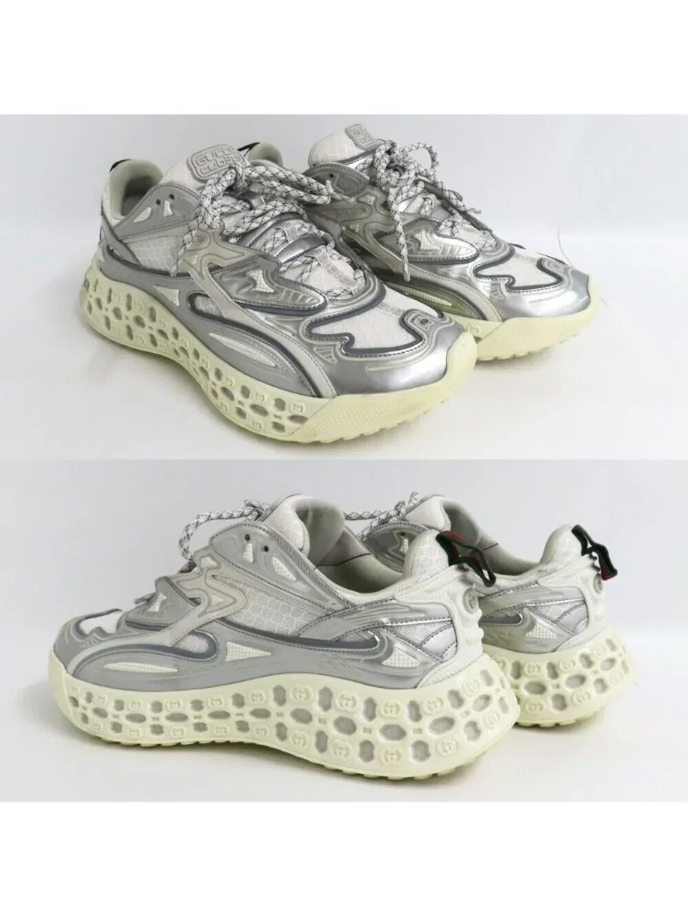 Gucci T Cube Sneakers Demetra Mesh 7.5 Gray White Low
